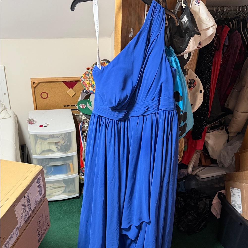 Azazie Royal Blue One-Shoulder Dress